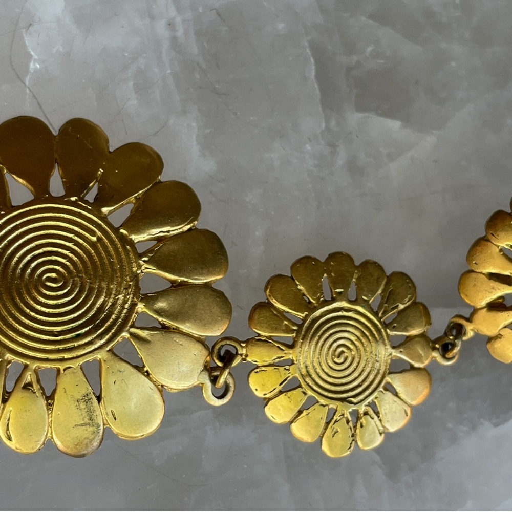 *Gold Tone* Floral Drop Earrings - Picture 10 of 11